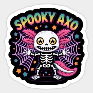 Spooky Axolotl Skeleton Costume Art Sticker